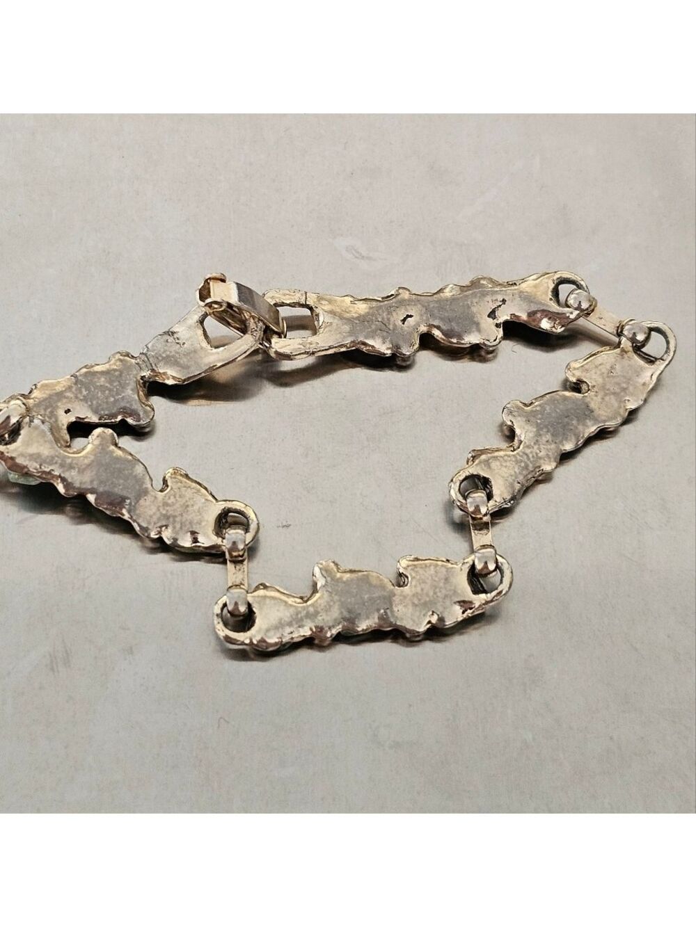 VINTAGE Jade Gold Link Braclet - Picture 2 of 8
